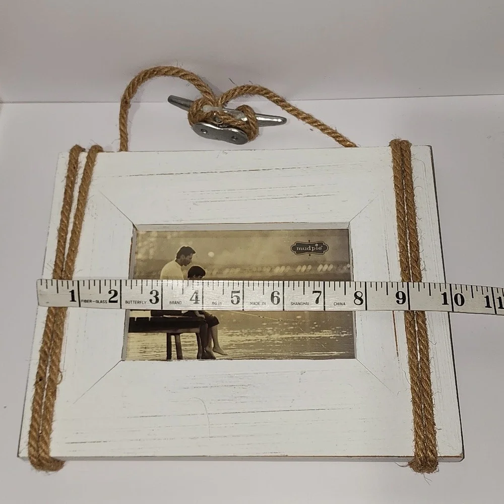 Mud pie Frame White Rope-Hanging Picture Frame